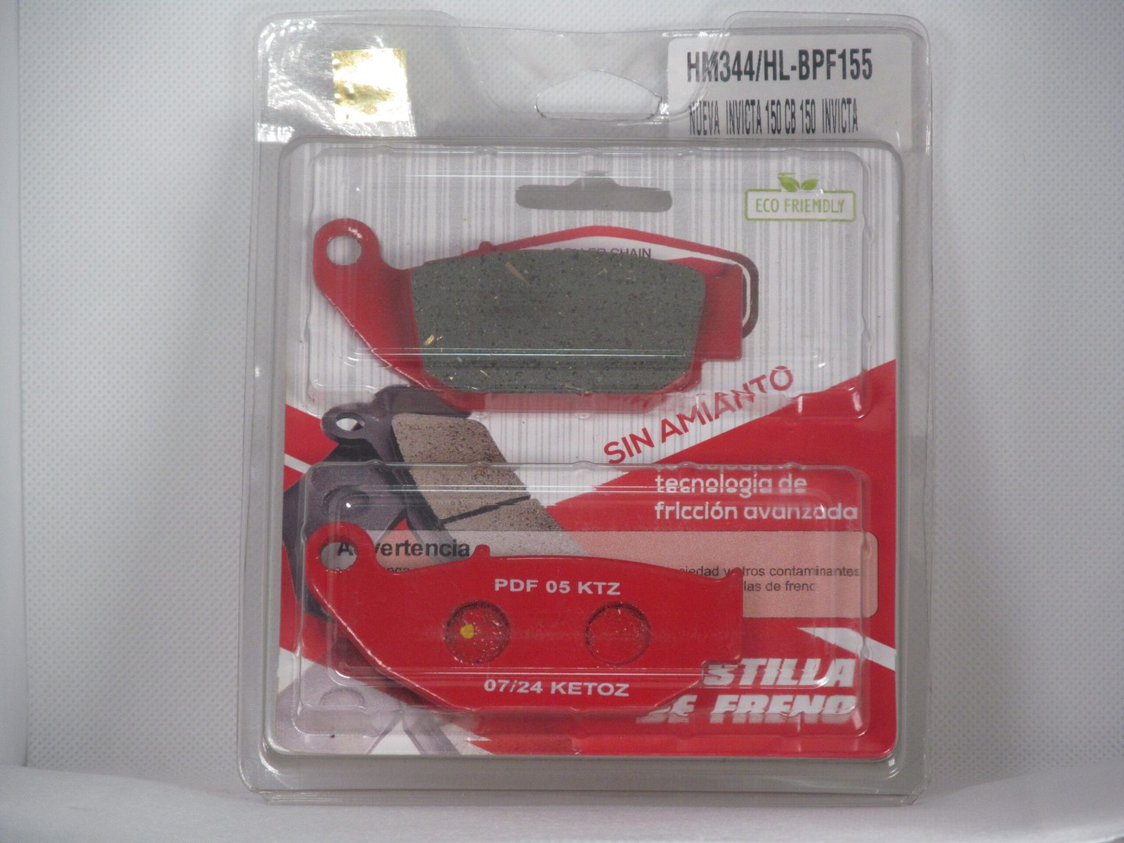 Pastilla de Freno para Honda CB150, Invicta y Nueva 150